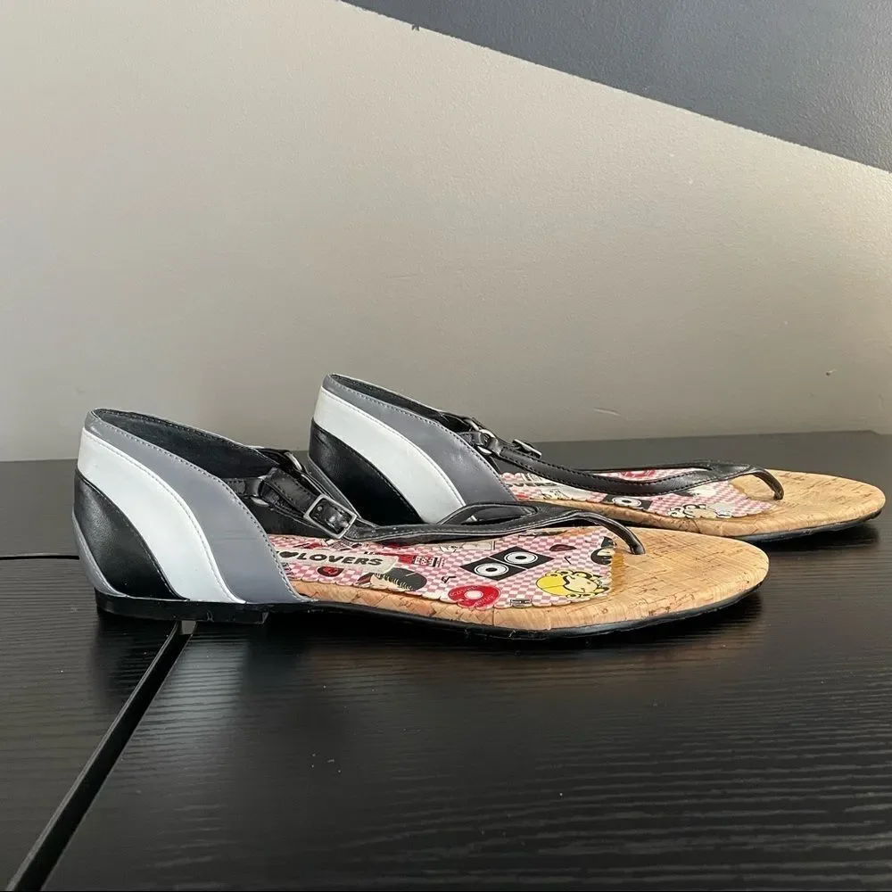 Harajuka Lovers Kroepel Thong Flat Covered Heel Sandals, 10